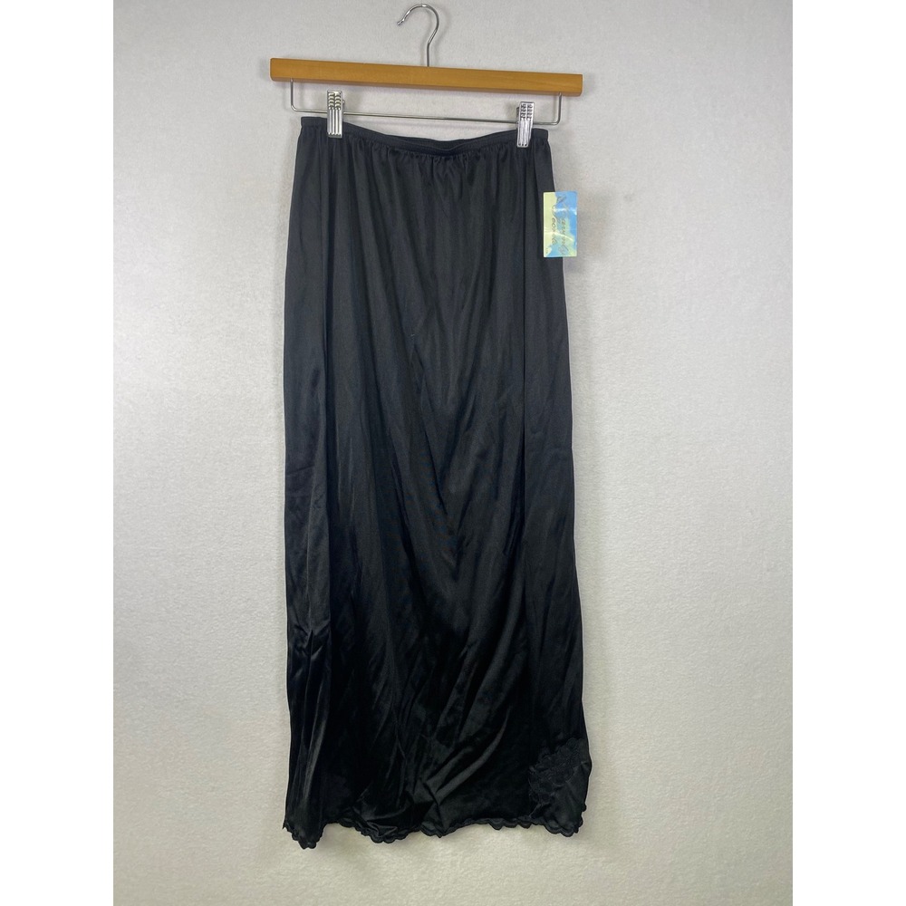 Heavenly Secrets NWT Black Full Slip Lace Trim Maxi Skirt Style L‎ 36